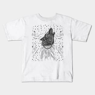 Ornate Boho Wolf Kids T-Shirt